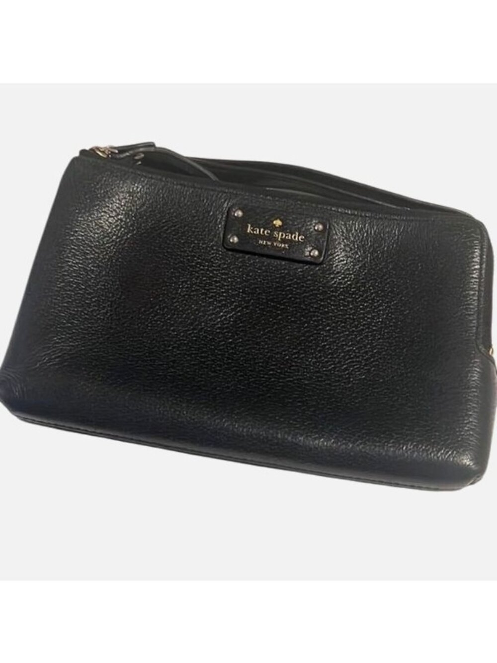Kate Spade Leoni Black Leather Double Pockets Zip Around Wristlet